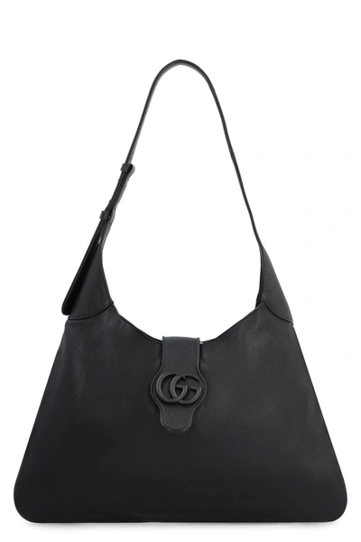 Gucci Aphrodite Leather Shoulder Bag In Black