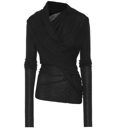 Rick Owens Lilies Draped Knit Top In Black