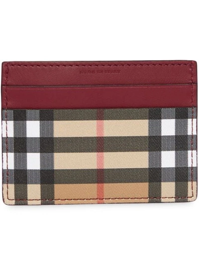 Burberry Sandon Vintage Check Card Case, Red In Crimson