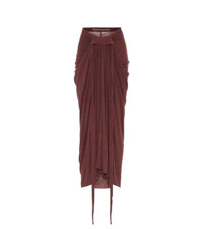 Rick Owens Lilies Draped Knit Skirt In Red