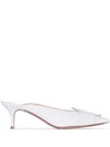 Gianvito Rossi White Ruby 55 Patent Leather Mules