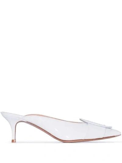Gianvito Rossi White Ruby 55 Patent Leather Mules