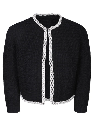 Alice And Olivia Alice + Olivia Crystal Black Tweed Cardigan Jacket