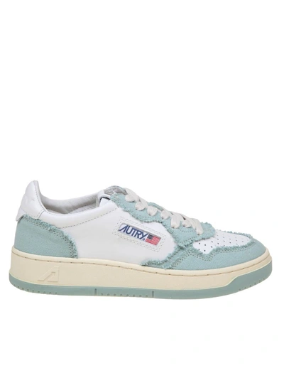 Autry Leather And Canvas Sneakers In White/blu