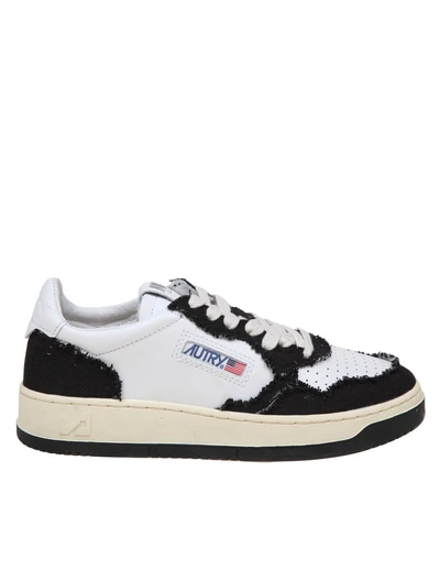 Autry Leather And Canvas Sneakers In White/black