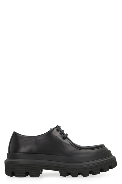 Dolce & Gabbana Derby Leather Shoes In Black