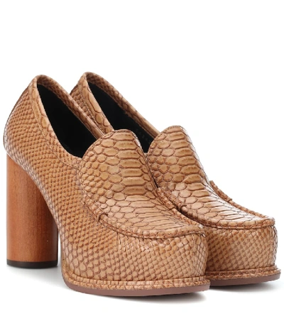 Stella Mccartney Snakeskin Loafer Heels In Brown