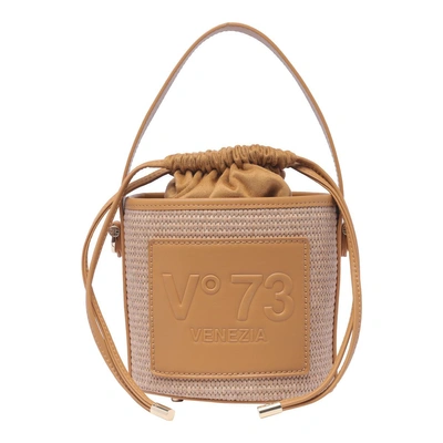 V73 Beatrix Interwoven Bucket Bag In Natural Brown