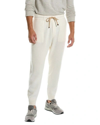 Brunello Cucinelli Cashmere Gym Pant In White