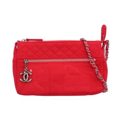 Pre-owned Chanel Cotton Shoulder Bag () In Red
