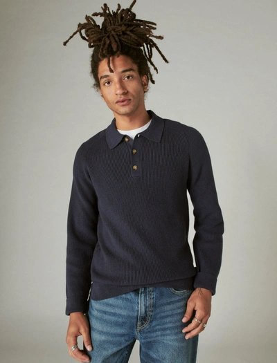 Lucky Brand Men's Cloud Soft Polo Sweater In Blue