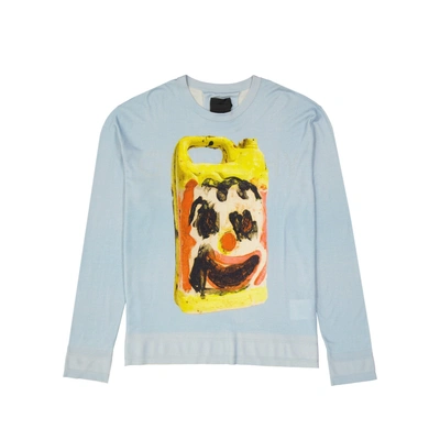 Givenchy Wool And Silk Printed Sweater In Blue