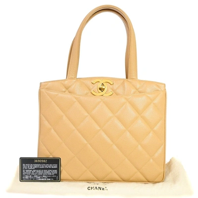 Pre-owned Chanel Matelassé Leather Shoulder Bag () In Beige