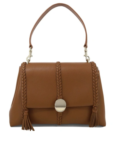 Chloé Penelope Leather Tote Bag In Brown