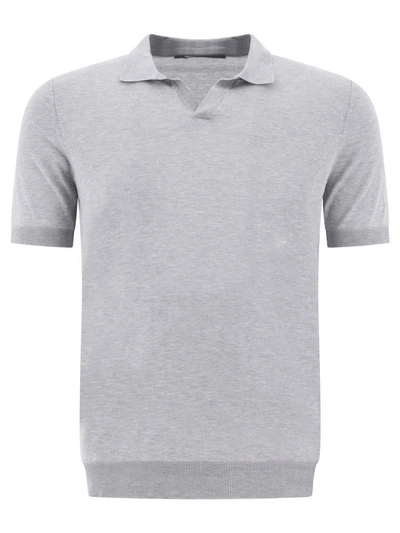 Tagliatore Silk Polo Shirt In Grey