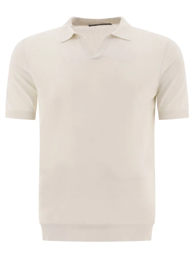 Tagliatore Silk Polo Shirt In White