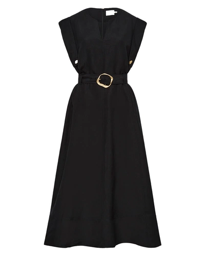 Aje Lyric Belted Midi Dress In Black