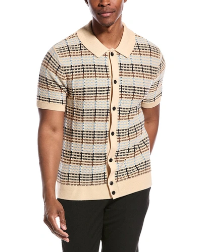 Truth Collared Button-up Sweater In Beige