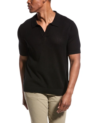 Truth Open Knit Polo Sweater In Black