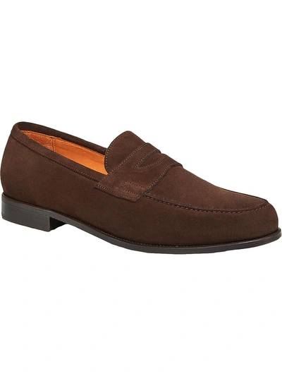 Jack Erwin Carmine Mens Suede Slip On Penny Loafers In Brown