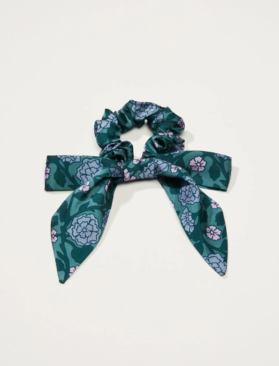 Lucky Brand Vintage Floral Bow Scrunchie In Green