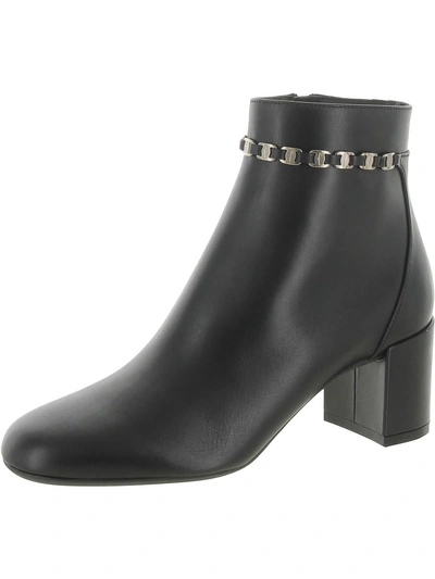 Ferragamo Ghila Womens Leather Chain Ankle Boots In Black