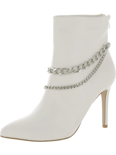 Bcbgeneration Hardia Womens Faux Leather Chain Ankle Boots In White