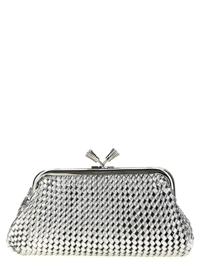 Anya Hindmarch Plaited Maud Tassel Clutch Silver In Gray