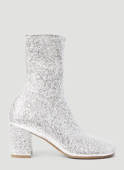 Dries Van Noten Women Glitter Block Heel Boots In Silver
