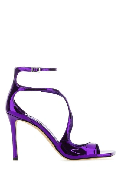 Jimmy Choo Woman Purple Leather Azia 95 Sandals