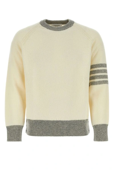 Thom Browne Man Ivory Wool Sweater In White