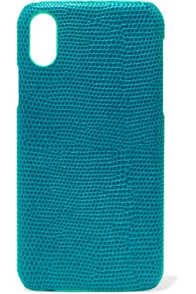 The Case Factory Lizard-effect Leather Iphone X Case In Blue