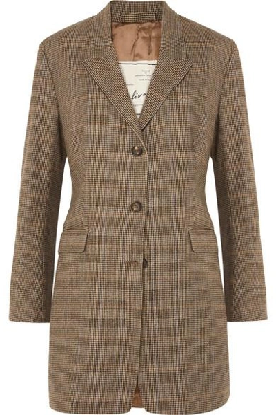 Giuliva Heritage Collection Karen Belted Herringbone Merino Wool Blazer In Brown