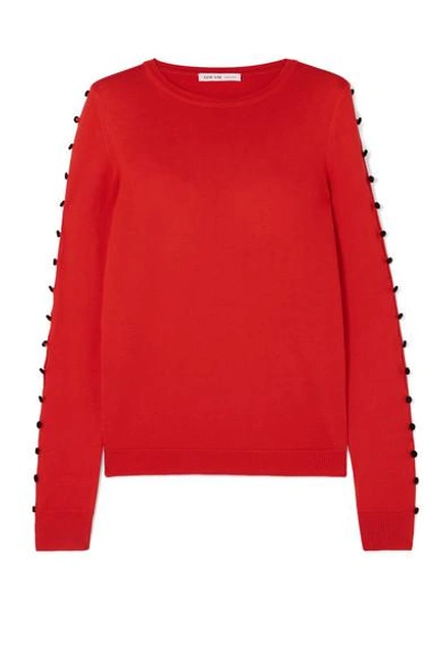 Adeam Button-detailed Silk Sweater In Red