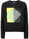 Proenza Schouler Split Diamond Printed Shrunken Sweatshirt In Black