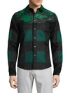 Valentino Star & Check Shirt Jacket In Green