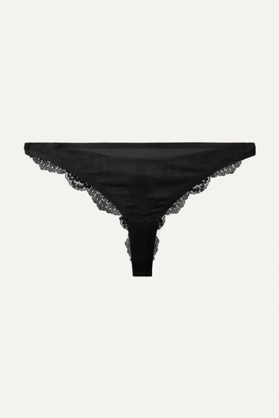 Stella Mccartney Stretch-jersey And Lace Thong In Black