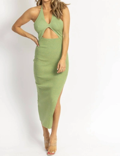 Emory Park Knit Halter Keyhole Midi Dress In Green