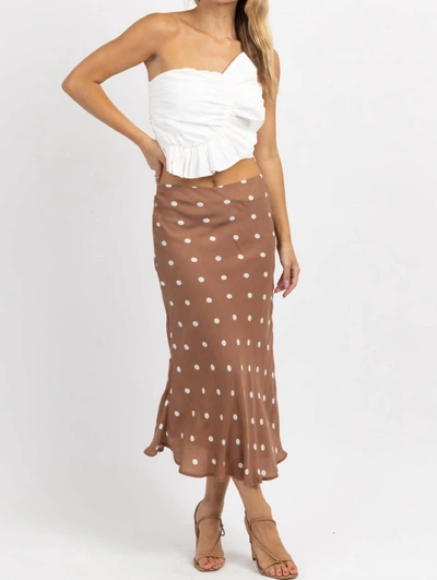 Dee Elly Dotted Midi Skirt In Mocha In Brown