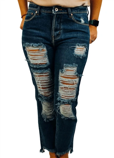 Pol Distressed Boyfriend Jean In Blue