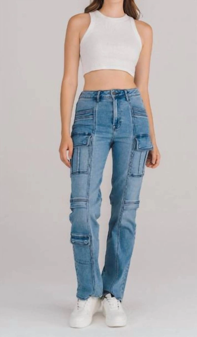 Hidden Tracy Cargo Straight Jeans In Blue