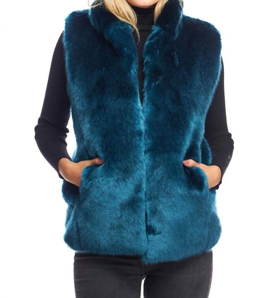 Fabulous Furs Mink Faux Fur Couture Vest In Sapphire In Blue