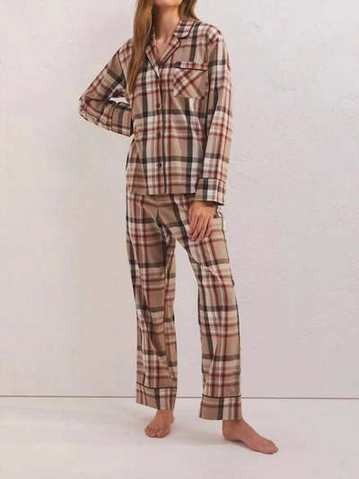 Z Supply Dreamer Plaid Pajamas Set In Burlap In Beige
