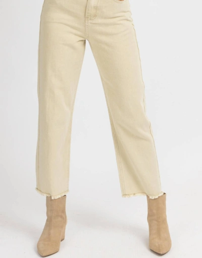 Dee Elly High Waisted Flare Jeans In Neutral Khaki In Multi