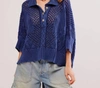 Free People To The Point Polo In Midnight Rain In Blue