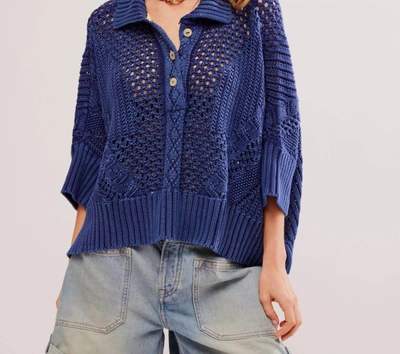 Free People To The Point Polo In Midnight Rain In Blue