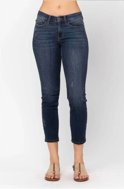 Judy Blue Mid Rise Cropped Relaxed Fit Denim Jean In Blue