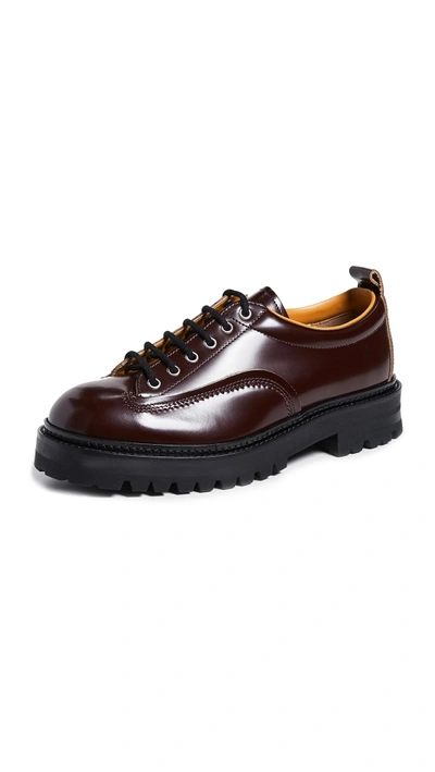 Marni Lug Sole Lace Ups In Rust