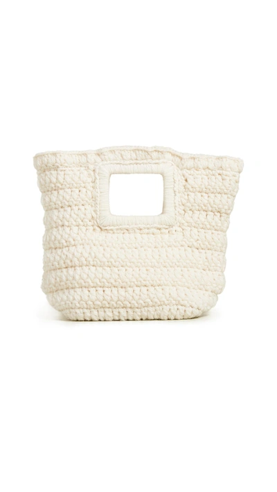 Caterina Bertini Wool Knit Clutch In Ivory