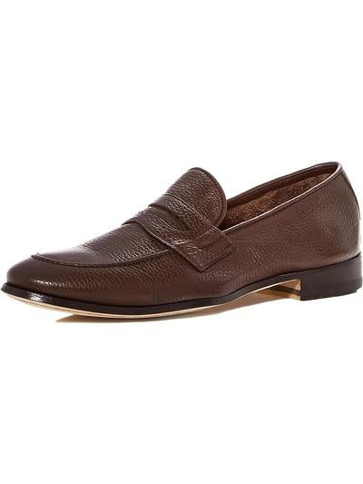The Men's Store Mens Leather Slip On Penny Loafers In Brown